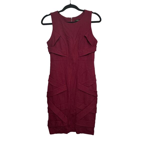 Cynthia Steffe Burgundy Textured Bodycon Dress Size 6 Cocktail Party Zip Back - Picture 2 of 6